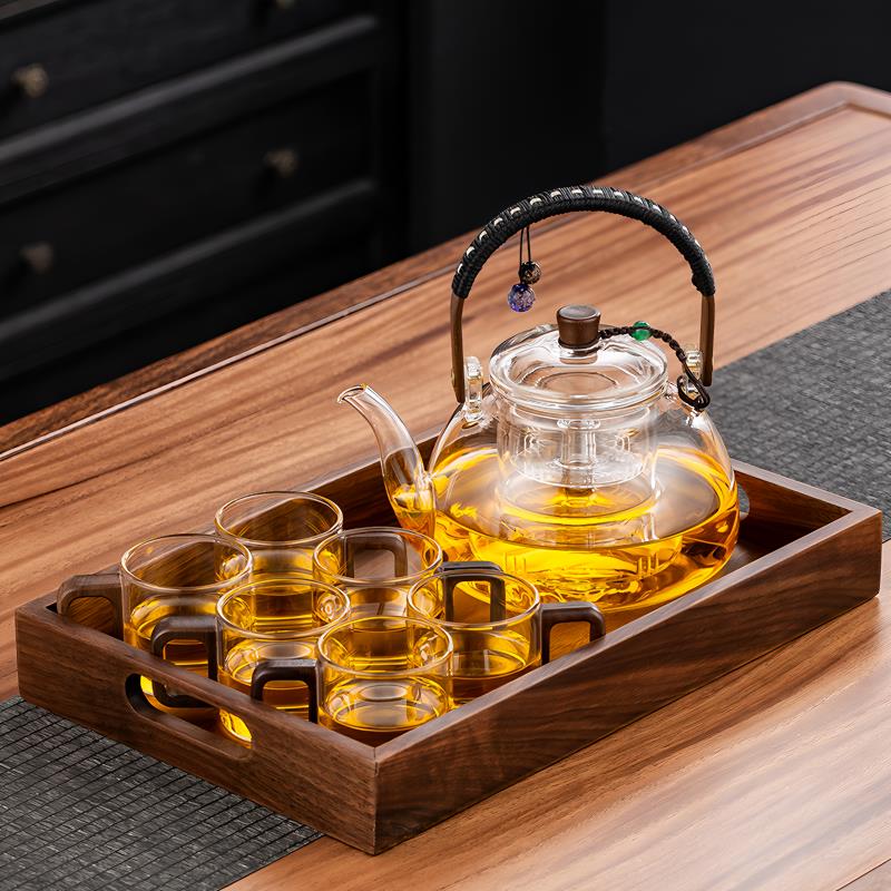 玻璃煮茶壶耐高温黑晶炉煮茶器具2025新款加厚提梁烧水泡茶壶套装