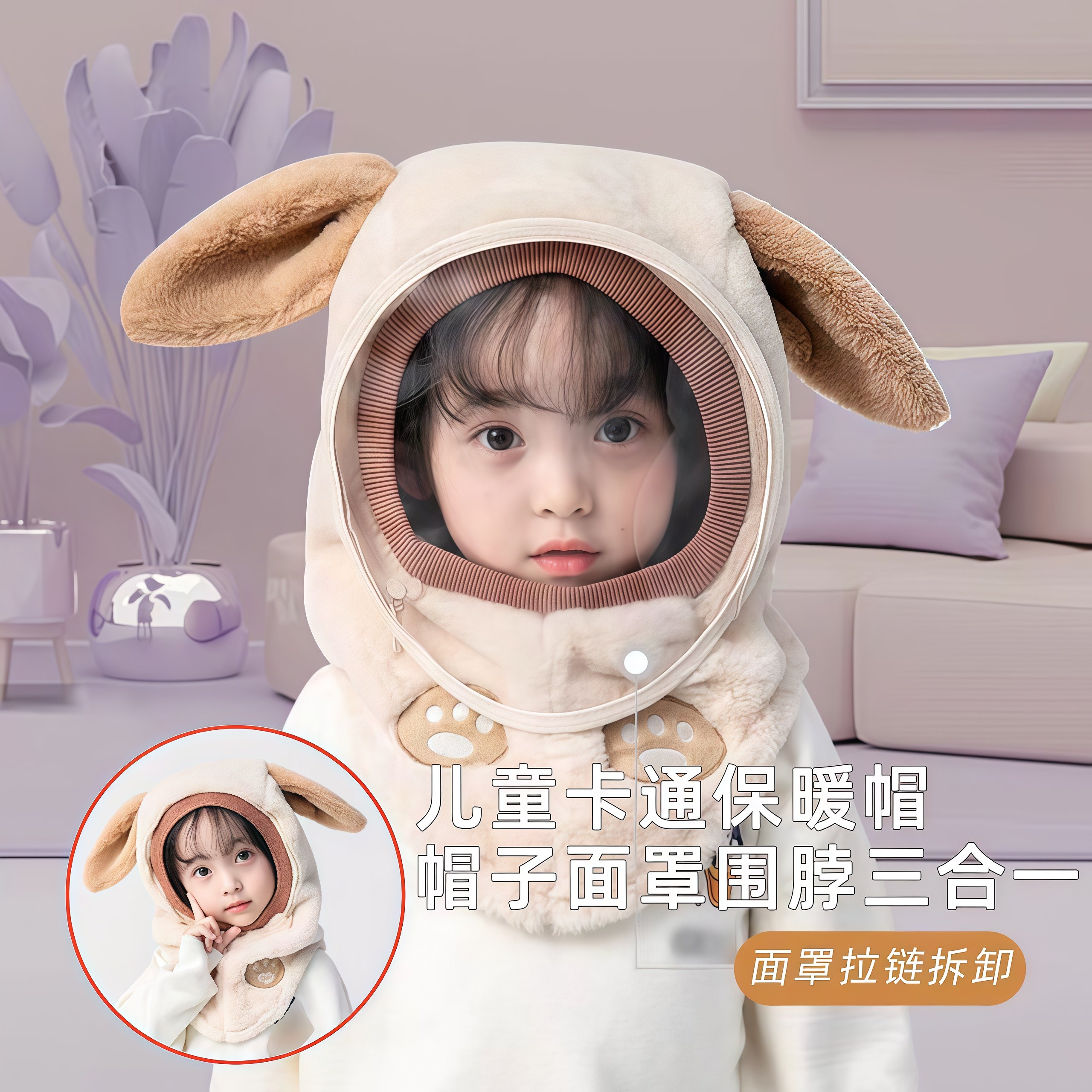 宝宝帽子冬季保暖男女儿童帽围巾一体帽防护面罩护耳套头防风帽子,童装/婴儿装/亲子装,帽子,淘宝优惠券,粉丝福利购,淘宝优惠卷