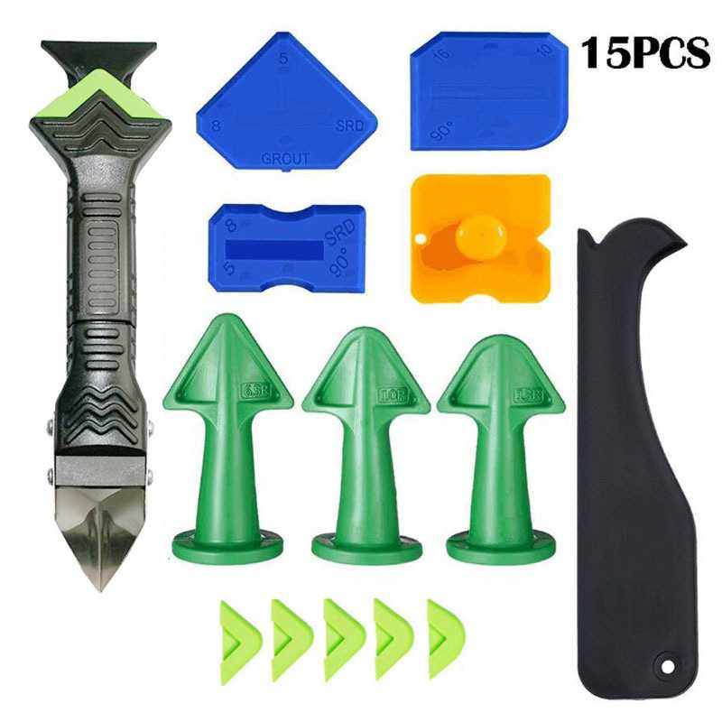 15件套3合1金属刮刀阴阳角刮板胶嘴硅胶密封填缝喷嘴厨房浴室窗户,基础建材,美缝工具,淘宝优惠券,粉丝福利购,淘宝优惠卷