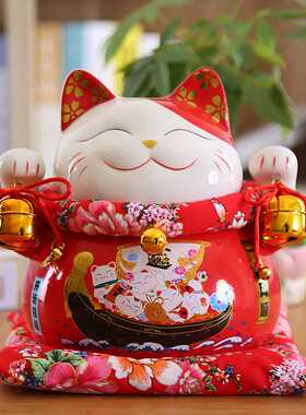 猫摆件开业大小号陶瓷存钱罐店铺前台家居客厅装饰发财猫王之