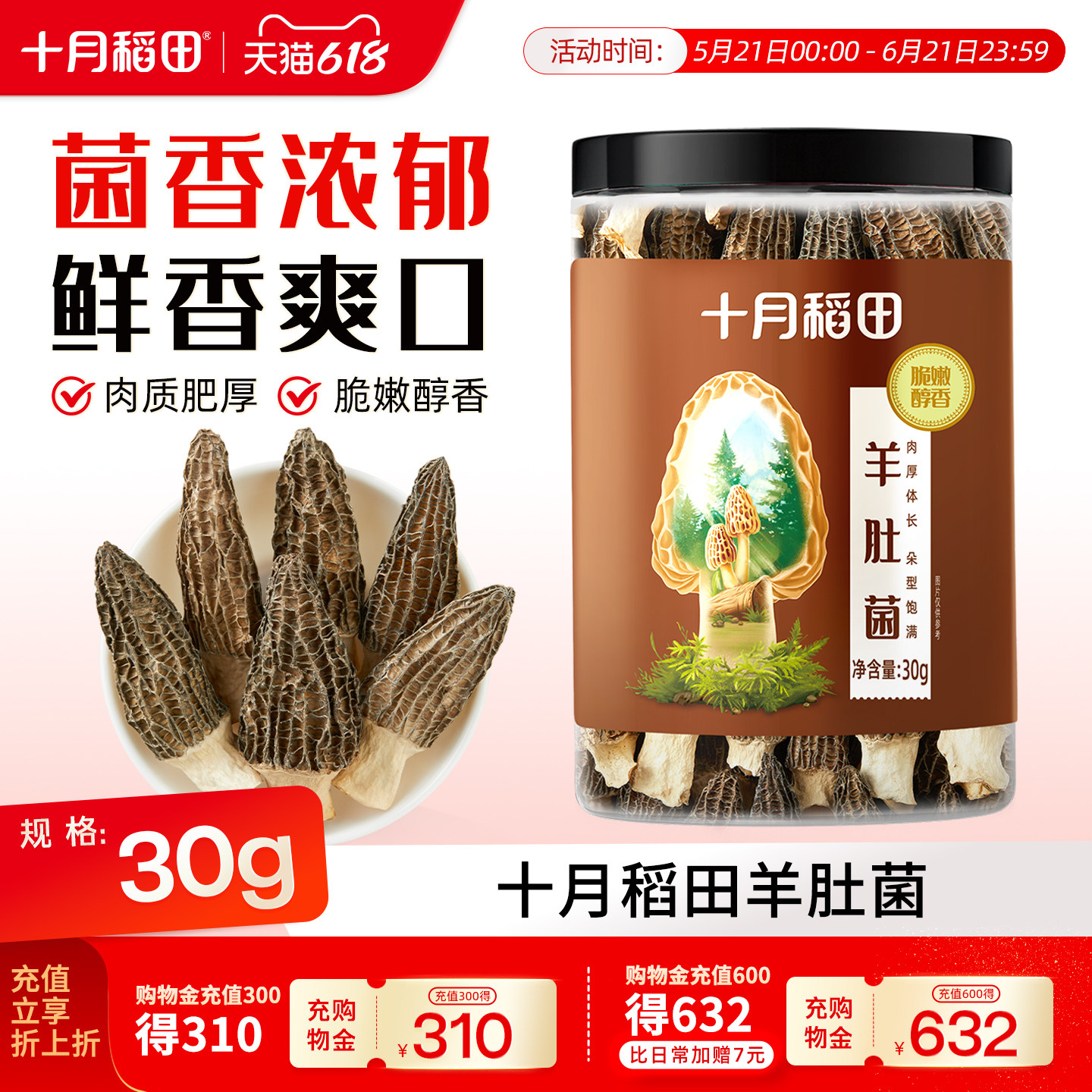 十月稻田羊肚菌30g干货煲汤爆炒食材炖煮新鲜个头饱满脆嫩醇香
