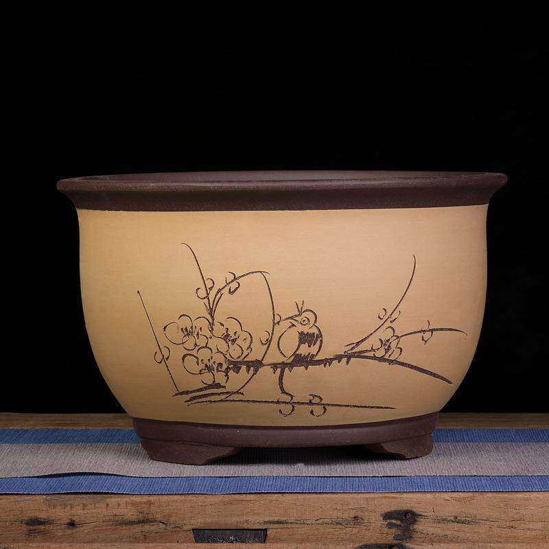 紫砂花盆大号兰花盆阳台种菜盆栽花卉特大号包邮陶瓷花盆链衡链衡