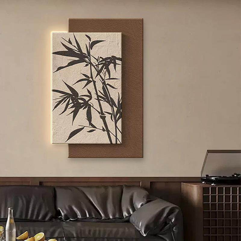 中古风客厅沙发背景墙装饰画高级感侘寂风复古竹子挂画玄关壁画,家居饰品,现代装饰画,淘宝优惠券,粉丝福利购,淘宝优惠卷