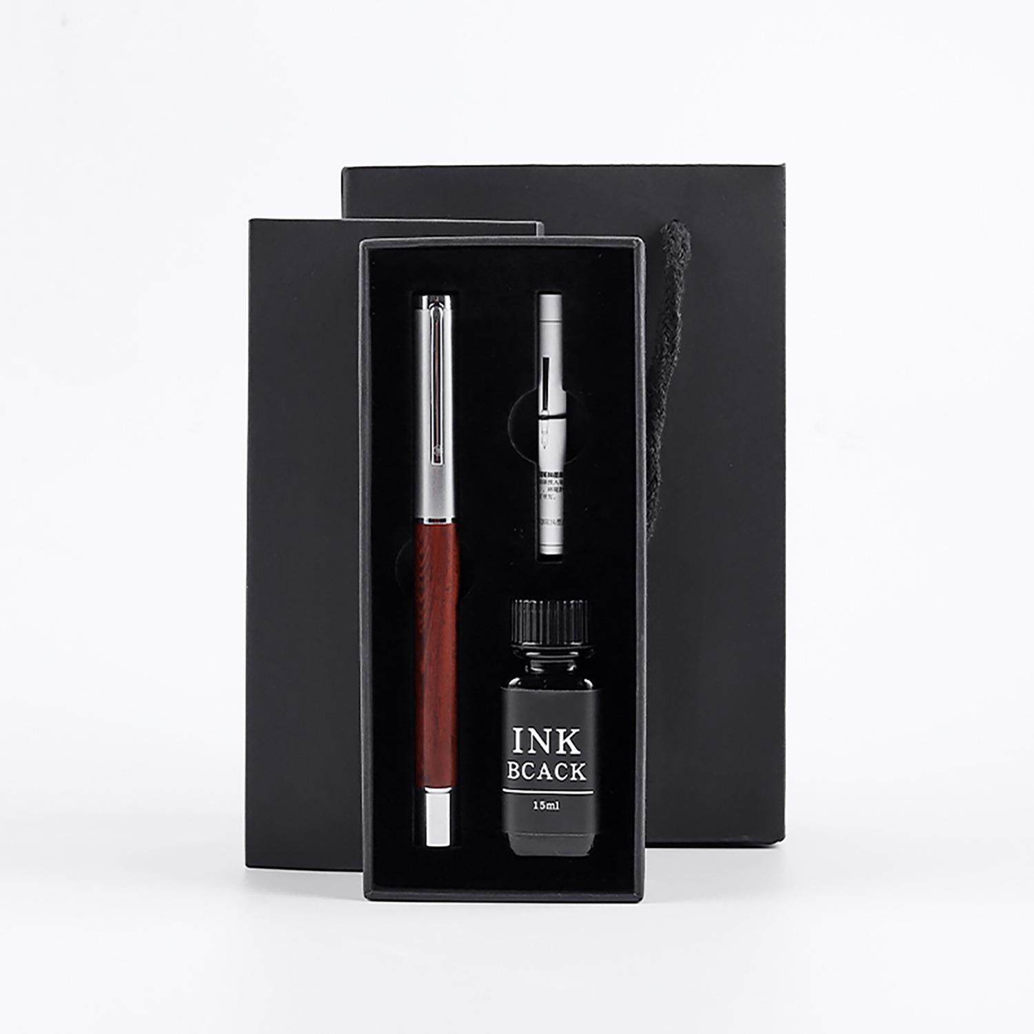 新款高颜值红木檀木钢笔实木金属美工钢笔学生商务钢笔礼盒套装