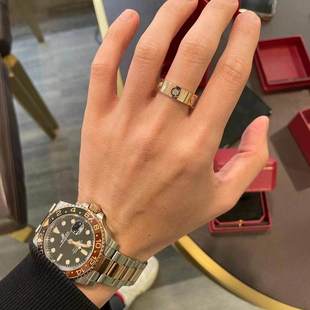 18K金戒指女AU750玫瑰金戒指高定LOVE经典款男士情侣对戒送女友