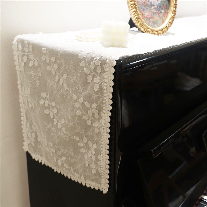 法式蕾丝奶油风立体绣花桌旗复古轻奢G长条斗柜鞋柜电视柜高级盖