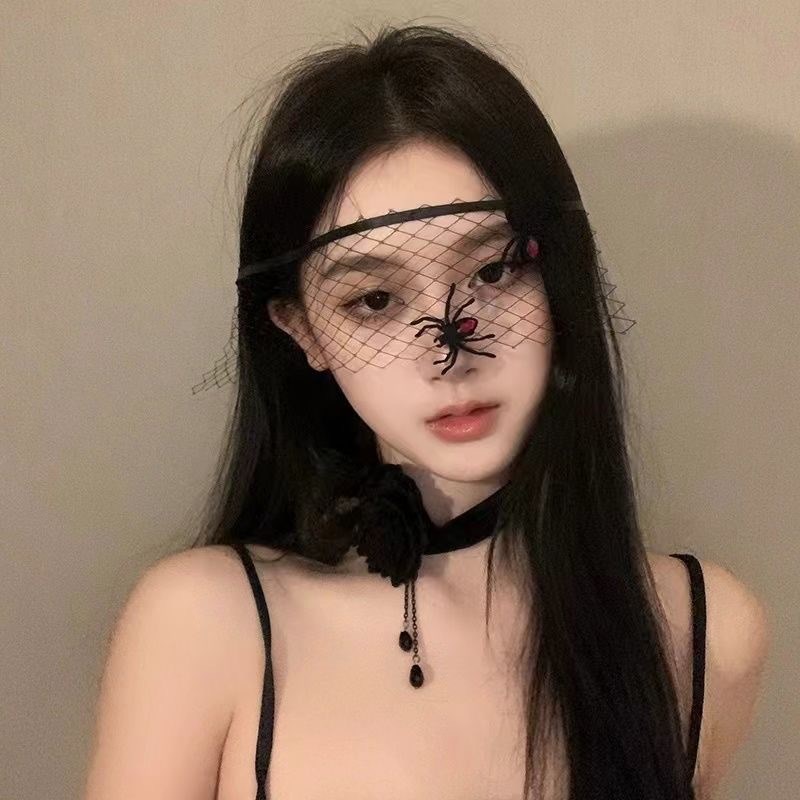 禁欲系暗红色玫瑰花朵蒙面半脸面具成人化妆O舞会眼罩女士性感面