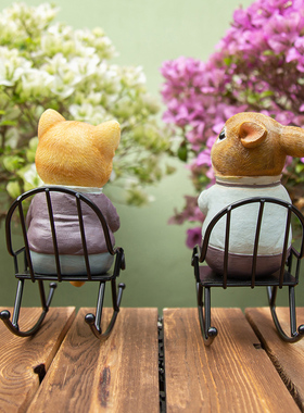 可爱创意桌面看书摇椅兔子摆件花园阳台庭院造景盆U栽装饰品送礼