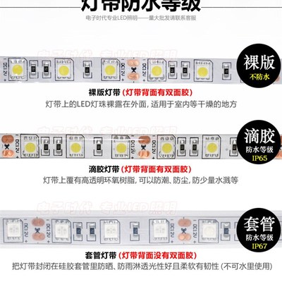 LED灯带12V5050/563v0贴片软灯条防水裸板高亮灯条柜台KTV灯带照