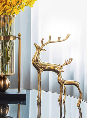 纯铜鹿创意家居摆件乔迁新居v礼品欧式客厅电视柜玄关酒柜软装饰