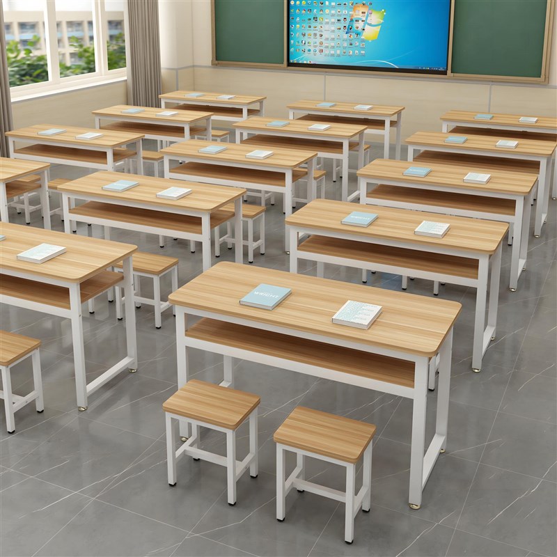 课桌椅培训桌中小学生辅导班托管B班补习班学校双人双层双人桌组
