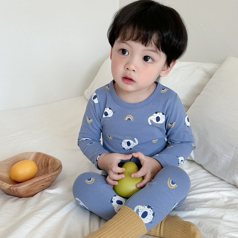 春秋儿童内衣套装纯m棉无骨男童女童秋衣秋裤全棉睡衣薄宝宝家居