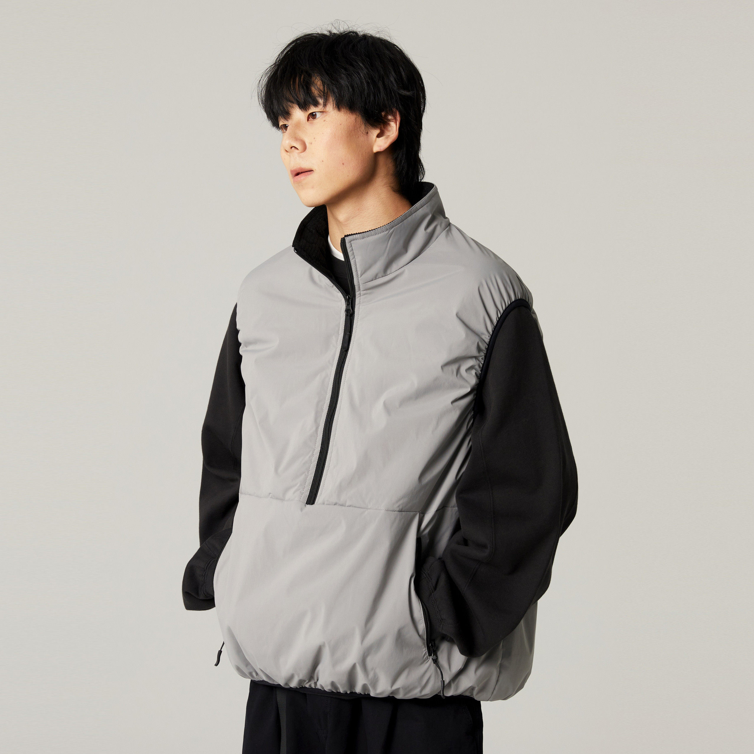 Vavu(Vagvues)秋冬日系sorona棉坎肩棉服马甲拉链口袋撞色立领外