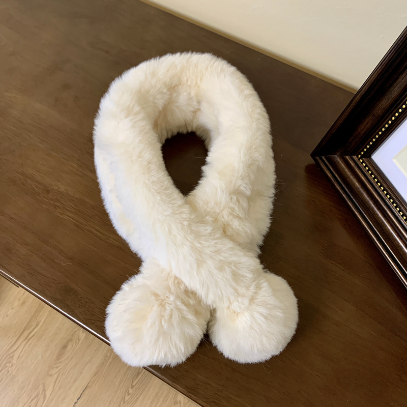 冬季围脖c女毛毛领2023新款保暖加厚防寒骑车护颈脖套交叉毛绒围