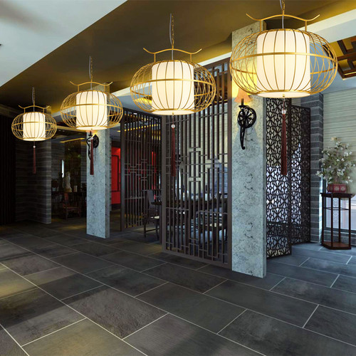 新中式鸟笼吊灯复古走廊餐厅饭店茶楼火锅店仿古灯笼W创意铁艺吊