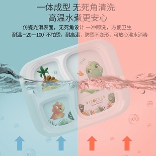 五和小恐a龙儿童碗勺宝宝餐具分格餐盘辅食碗吃饭碗牛奶杯密胺材