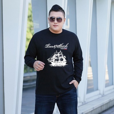 青少年长袖t恤j男初高中学生纯棉宽松打底衫夏季胖子大码薄款秋衣