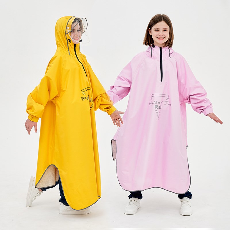 儿童雨衣c男女孩中大童初高中学生带书包位上学加厚山地车骑行雨