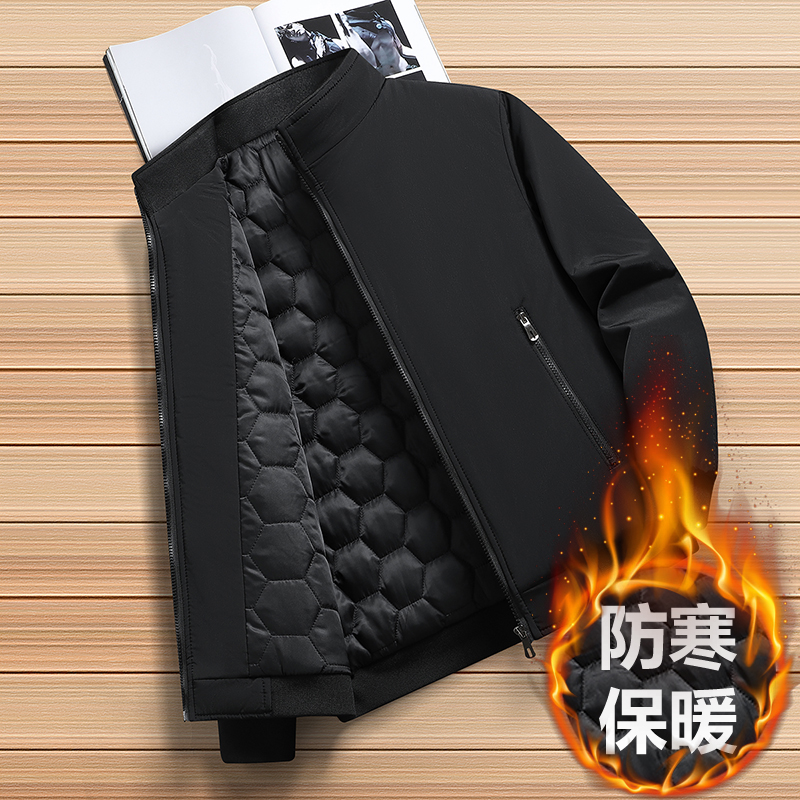 冬季中老年棉衣男宽松立领外套加绒加厚保暖夹克爷爷Y冬装爸爸棉