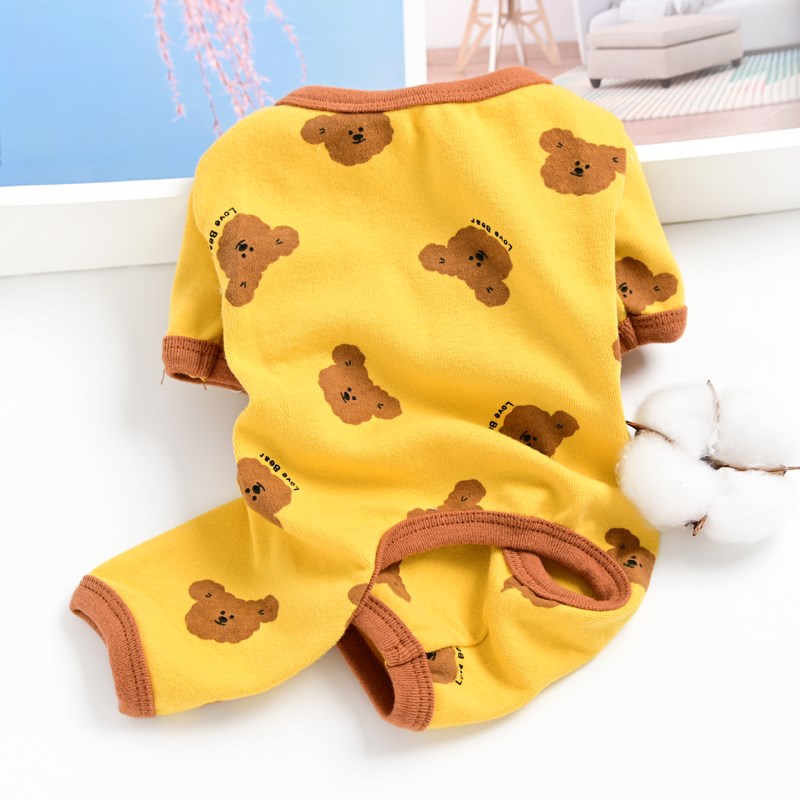 宠物小型犬博f美比熊泰迪狗狗衣服四脚春秋装夏季薄款纯棉打底睡