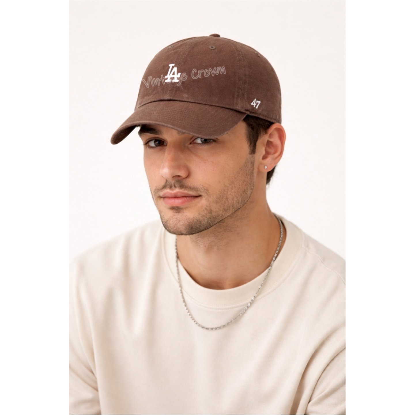 47brand棕色LA鸭舌帽女软顶时尚风字母小标NY棒球帽户外出游休闲