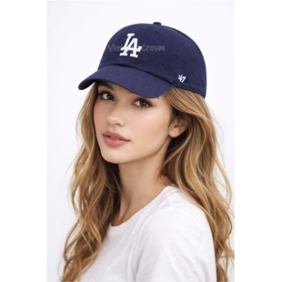 47brand鸭舌帽女la藏蓝色软顶ny大标字母休闲时尚棒球帽男百搭