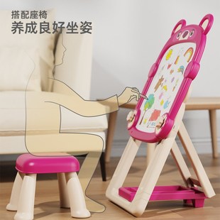 玩 儿童磁性画板家用写字板可擦写绘画小黑板宝宝涂T色涂鸦支架式