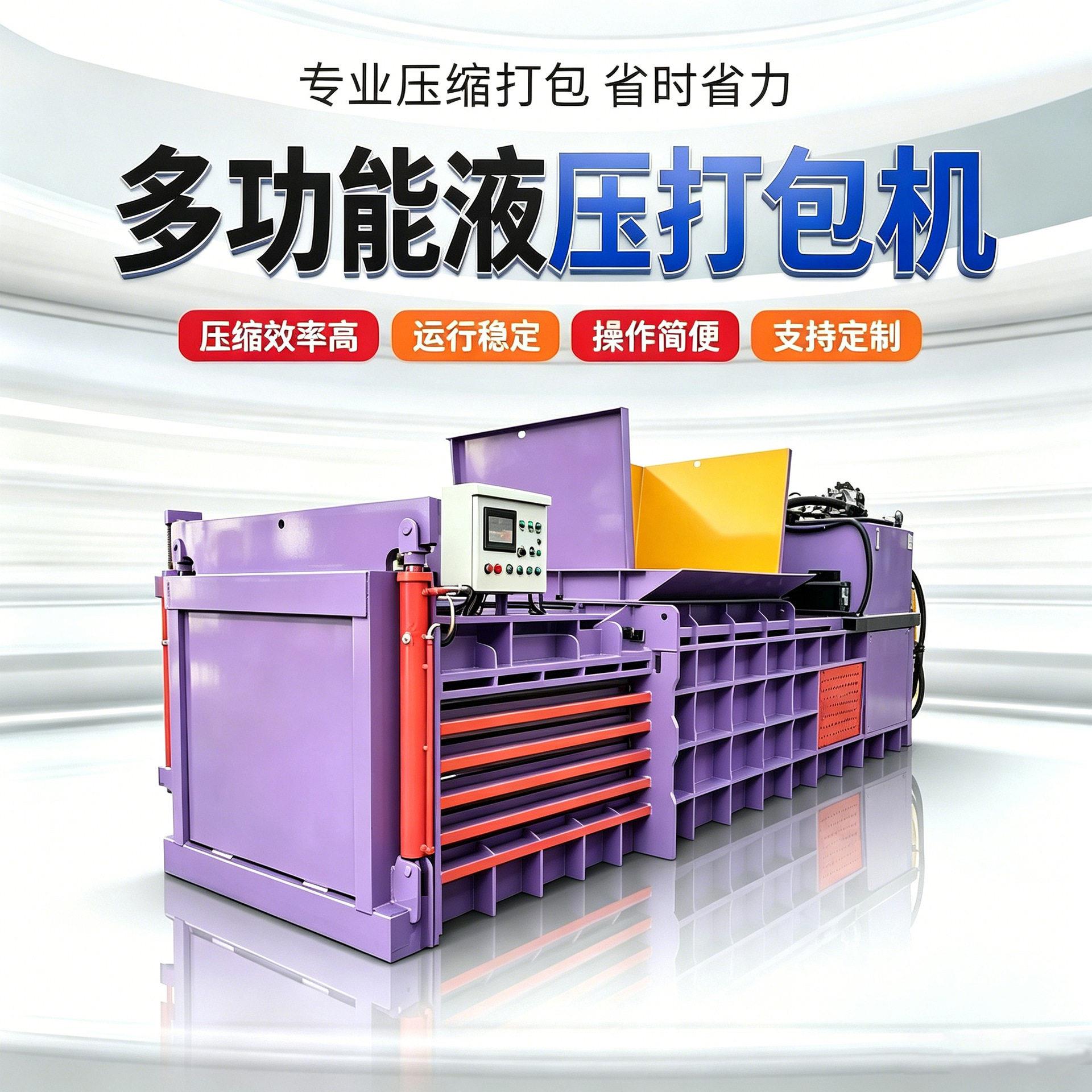废纸液压打包机易拉编织袋纸箱塑料膜塑料自动卧式液压打包机