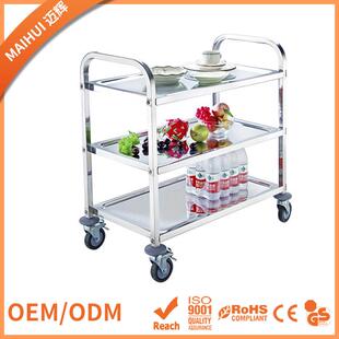 不锈钢餐车加厚三层酒楼移动手推餐车加固收碗传菜推车二层餐车