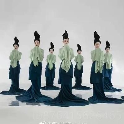 正品2孟022春晚只此青绿庆旸款同舞蹈服千里江山图歌舞演出服风广