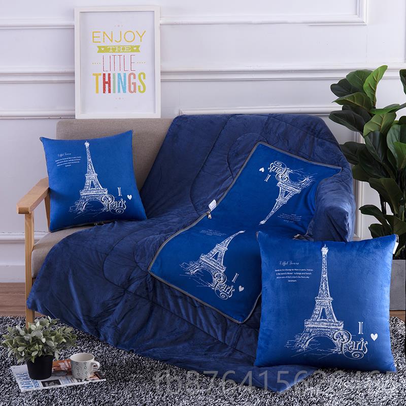 正品冬季加一厚保暖绒抱枕被公子两二合办室午睡毯子汽车靠垫用空