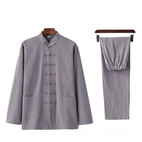正品春秋棉麻新中唐装男女同加绒国风款中山装太禅式道练功居士极