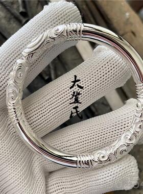 正品纯银如意金箍棒手镯 99制云南雪花银 纯手情工定9网红同款实