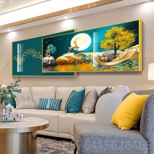 正品石来运转的客厅饰画装沙发后面背大景墙画叠加晶瓷壁画现代气