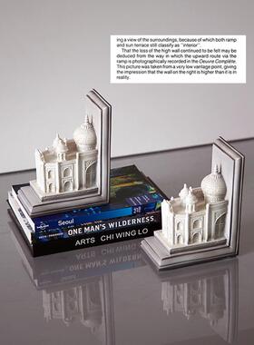 北欧白色创意建筑城堡书挡书靠法式书立样板房复古艺术展示柜摆件