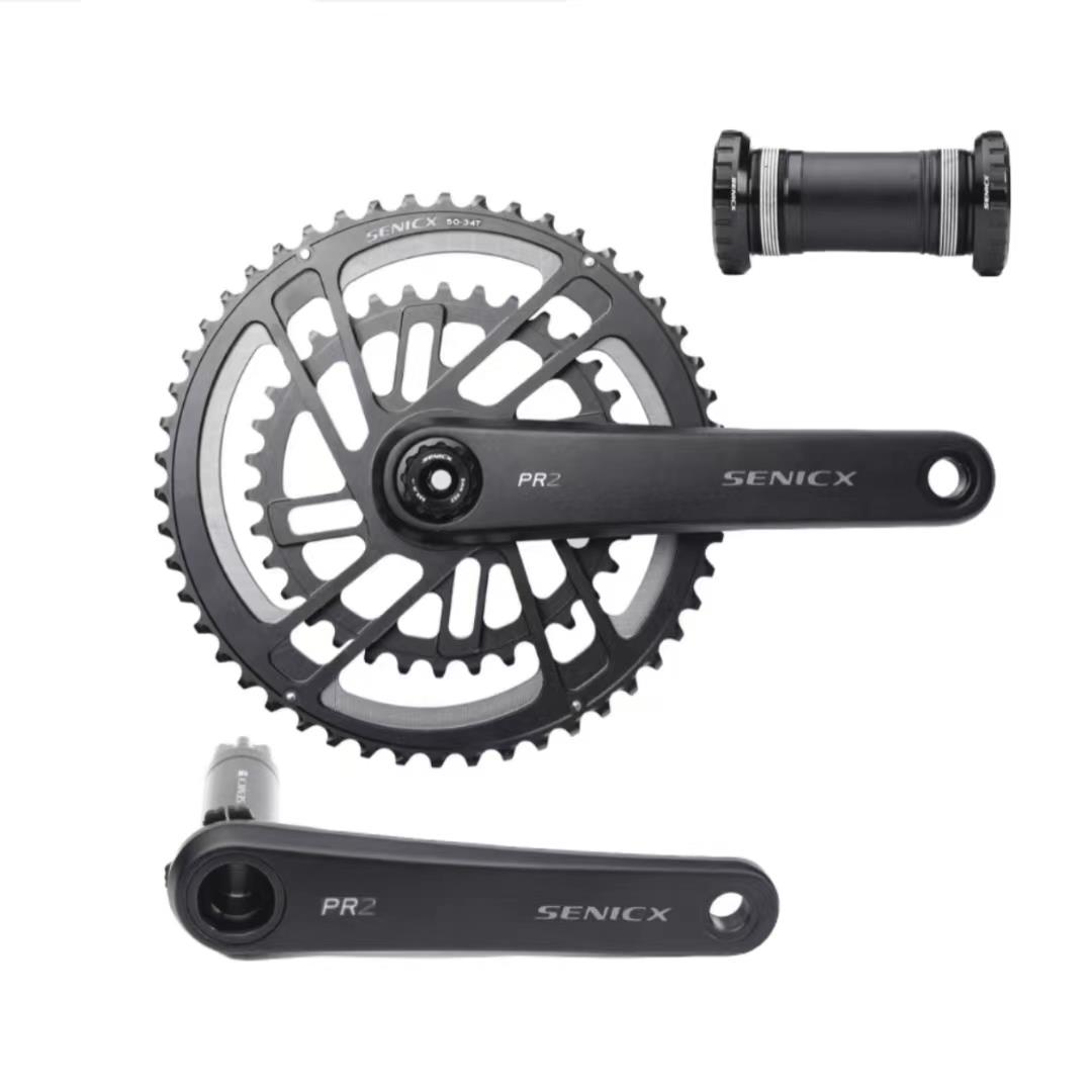 SENICX驭勇公路车自行车牙盘铝合金双盘盘片中空一体直装曲柄中轴