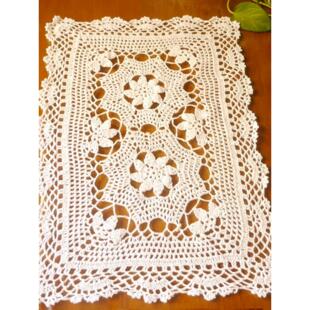 手钩台布桌旗方棉布花边裁剪家具织物台布台柜布防尘套毛巾杯垫