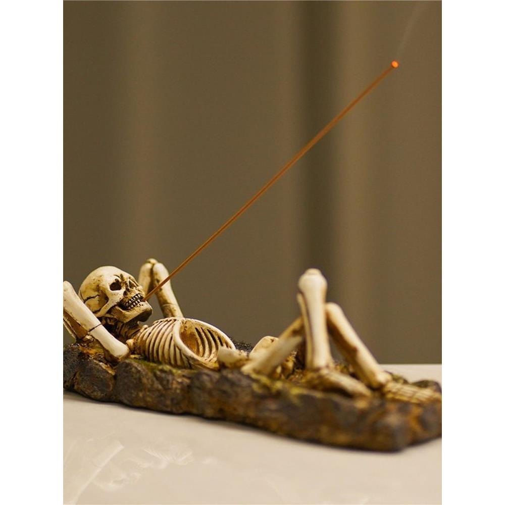 创意线香香插熏香座茶道卧香炉摆件家用室内创意哥特风格骷髅搞怪