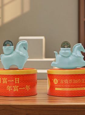 马上有钱陶瓷摆件生肖迷你小马家居办公室工位桌面装饰品马年礼物