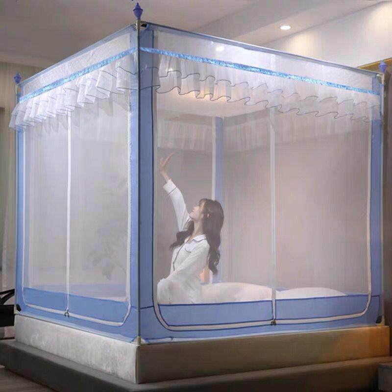 蚊帐三门拉炼 炼 坐床式儿童防摔方顶1.5米/1.8m床蒙古包家用纹帐