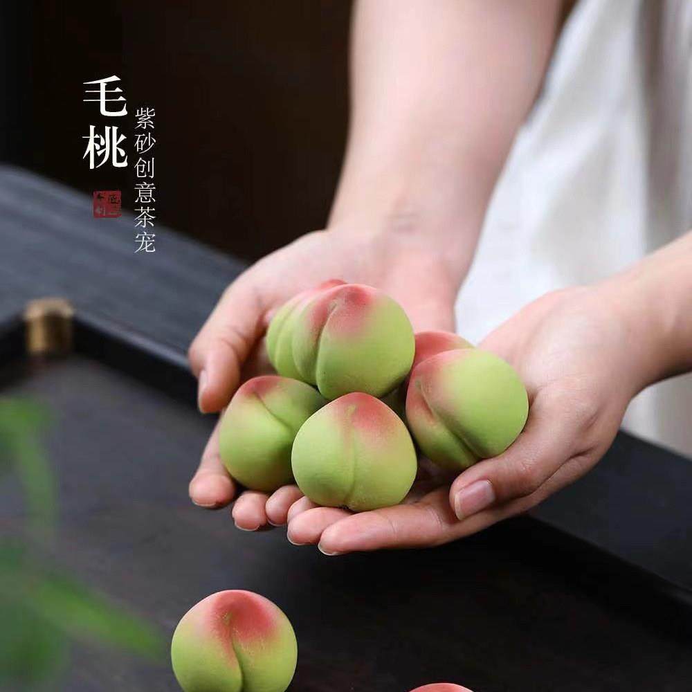 紫砂水果毛桃茶宠摆件 桃子茶桌茶玩仿真仿生长寿桃 可养趣味茶宠,餐饮具,茶宠摆件,淘宝优惠券,粉丝福利购,淘宝优惠卷