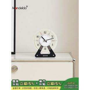 Mandelda玄关轻奢高档装饰摆件客厅摆台式时钟电视柜钟表桌面饰品