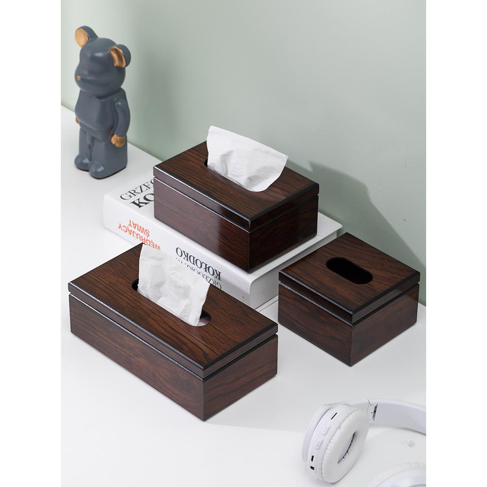 润星金木制纸巾盒定制logo高端餐桌抽纸盒酒店轻奢仿胡桃木纸抽盒