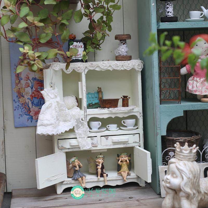 微缩娃娃柜子陈列柜摆件柜展示柜置物柜收纳柜复古做旧杂货柜餐边