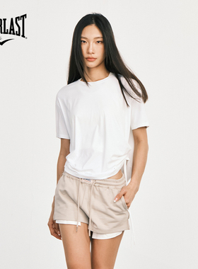 美国EVERLAST拳击运动短袖侧边松紧绳设计款宽松透气圆领女款罩衫