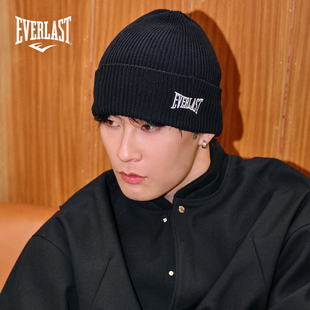 美国EVERLAST拳击运动休闲潮流黑色冬季 冷帽纯棉刺绣包头针织线帽
