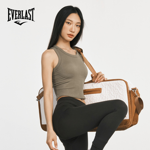 美国EVERLAST拳击运动文胸无缝裸感高弹一体式 胸垫螺纹领瑜伽背心