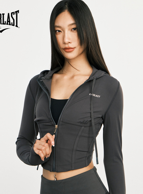 美国EVERLAST拳击女款外套高弹裸感长袖短款收腰连帽运动瑜伽夹克