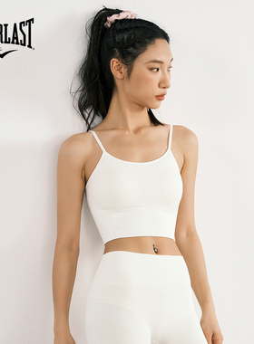 美国EVERLAST拳击运动文胸无缝针织高弹一体式胸垫千鸟格瑜伽背心