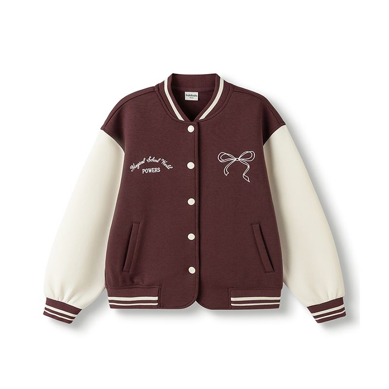 巴拉巴拉女童便服秋季舒适百搭学院风针织外套棒球服202325105012